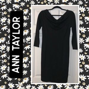 ANN TAYLOR Black long sleeves cowl neck dress 0